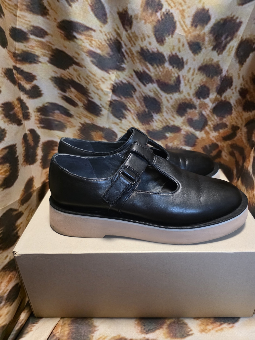 Camper TYRA Atenas Black Leather T-strap Mary Jane Platforms - Size 7.5-8/38